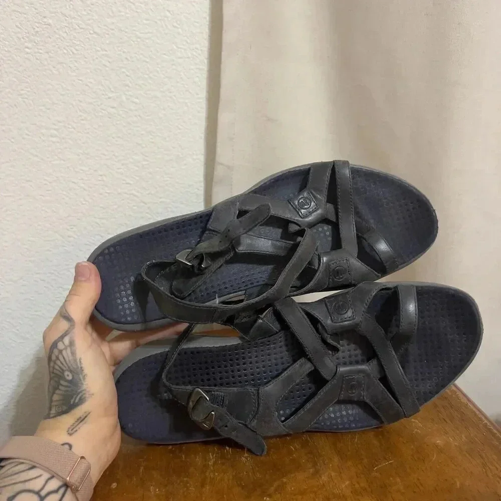 Merrell Agave Women's Sandals Navy Blue Leather Strappy Adjustable Size 8 Hiking